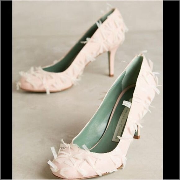 Anthro Paola d'Arcano Ororosa Heels Bow Fringe Wedding Bride Bridal